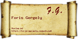 Foris Gergely névjegykártya